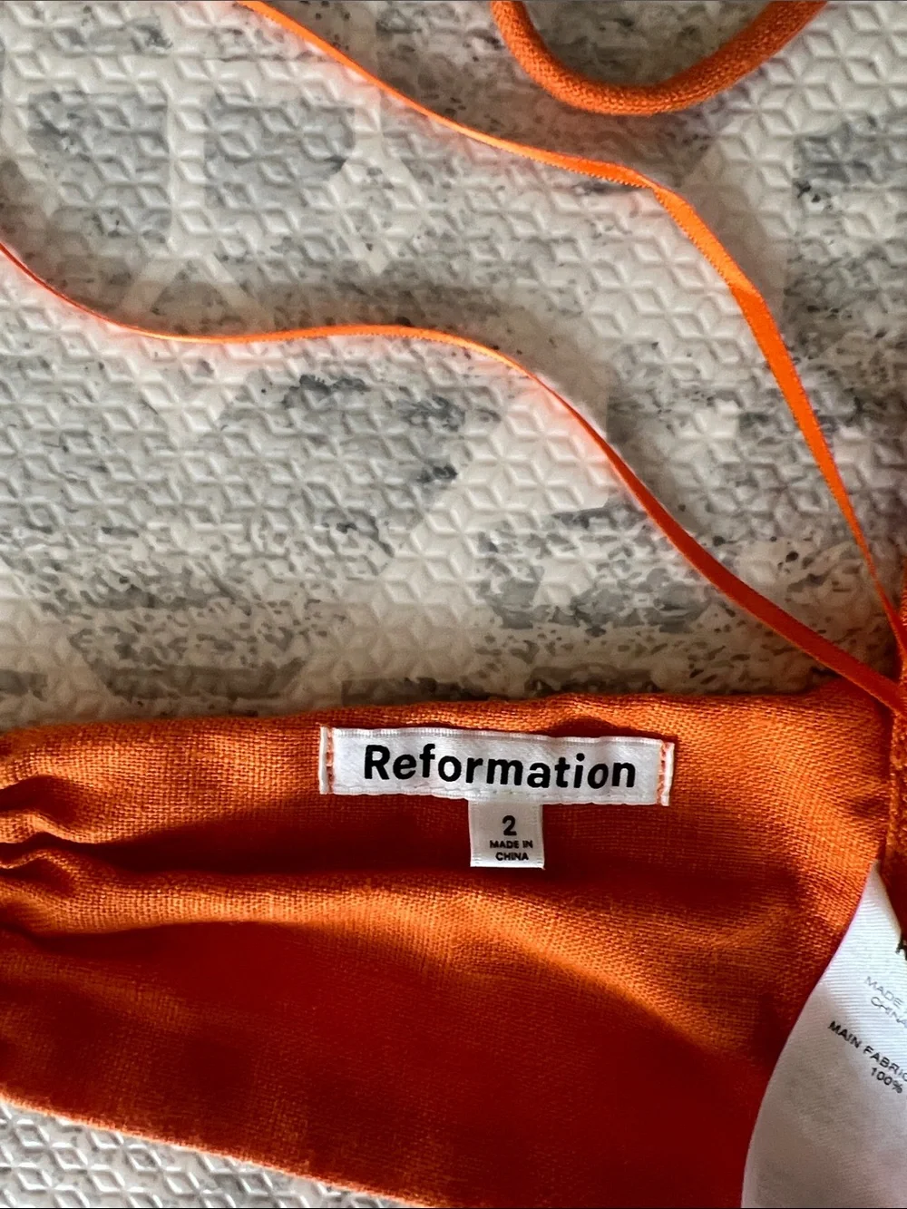 Reformation Orange Linen Halter Crop Top and Short Matching Set